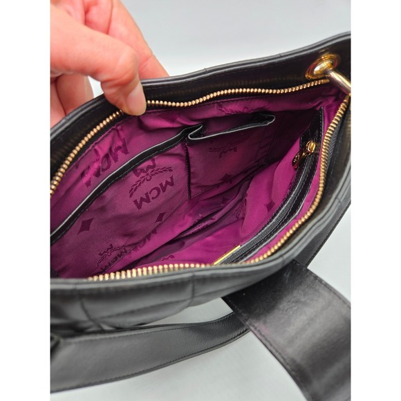 MCM‎ Quilted Shoulder Bag Black Leather Designer Purse Handbag - Picture 5 of 10